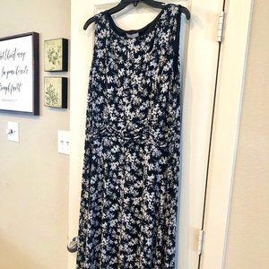 Dressbarn Black and White Floral Midi Dress
